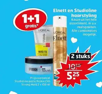 Trekpleister Elnett En Studiolone Haarstyling 1+1 Gratis 150ml aanbieding