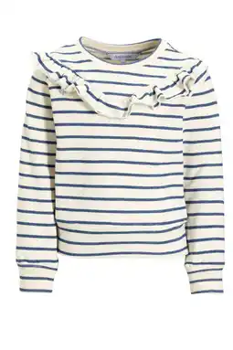 Wehkamp anytime sweater met streep wit / blauw aanbieding