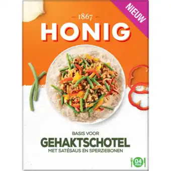 Jumbo Honig Basis voor Gehaktschotel met Satésaus en Sperziebonen 57g aanbieding