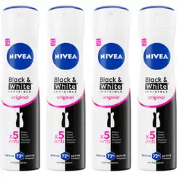 Albert Heijn NIVEA Black & White deospray 4-pack aanbieding