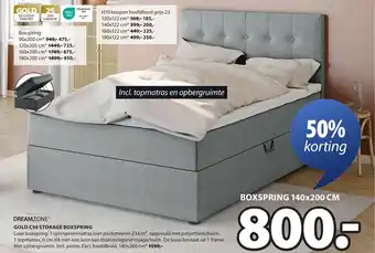 Jysk DREAMZONE gold C50 storage boxspring aanbieding