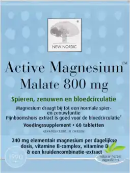 De Online Drogist New Nordic Active Magnesium Malate 800mg Tabletten aanbieding