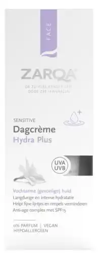 De Online Drogist Zarqa Sensitive Dagcrème Hydra Plus 0% Parfum SPF15 aanbieding