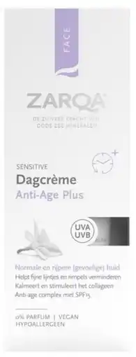 De Online Drogist Zarqa Sensitive Dagcrème Anti-Age Plus 0% Parfum SPF15 aanbieding