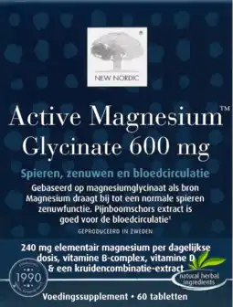 De Online Drogist New Nordic Magnesium Active Glycinate 600mg Tabletten aanbieding