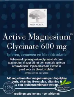 De Online Drogist New Nordic Magnesium Active Glycinate 600mg Tabletten aanbieding