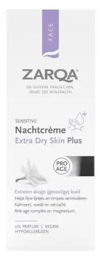 De Online Drogist Zarqa Sensitive Nachtcrème Extra Dry Plus 0% Parfum aanbieding