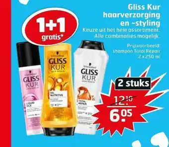 Trekpleister Gliss Kur Haarverzorging En -styling 1+1 Gratis 250ml aanbieding