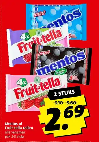 Boni Mentos of Fruit-tella rollen aanbieding