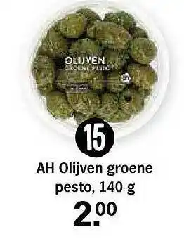 Albert Heijn AH Olijven Groene Pesto 140g aanbieding