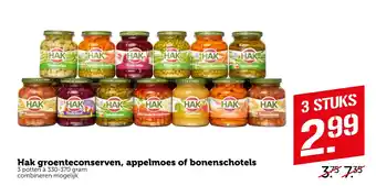 Coop Hak groenteconserven, appelmoes of bonenschotels aanbieding