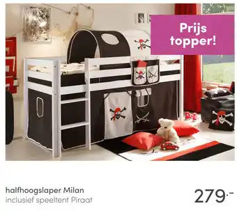 Baby & Tiener Halfhoogslaper Milan inclusief speeltent Piraat aanbieding