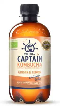 De Online Drogist The GUTsy Captain Kombucha Ginger & Lemon aanbieding