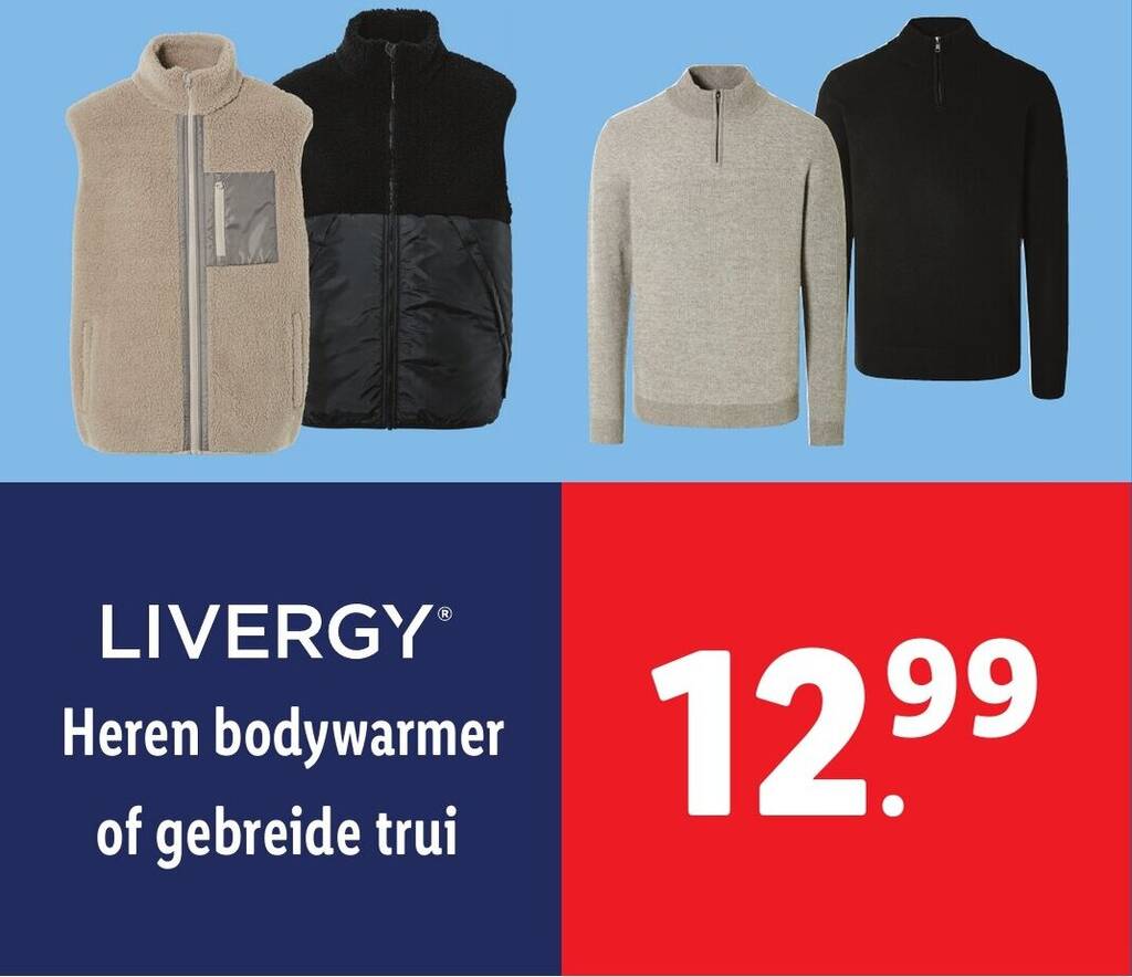 Livergy heren bodywarmer of gebreide trui aanbieding bij Lidl