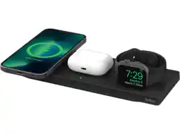 MediaMarkt Belkin Boostcharge Pro 3-in-1 Wireless Charging Pad Magsafe Zwart aanbieding