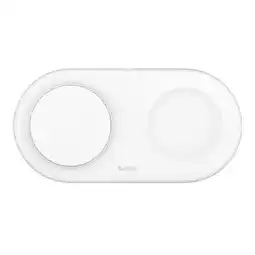 MediaMarkt Belkin Belkin 2in1 Qi2 15w Magnetic Charging Pad Wit - Geschikt Voor Magsafe Draadloze Oplader aanbieding