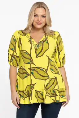 Wehkamp Yoek top DOLCE met all over print geel aanbieding