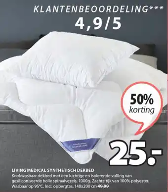 Jysk Living medical synthetisch dekbed 140x200cm aanbieding