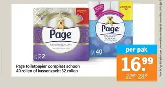 Albert Heijn Page toiletpapier compleet schoon 40 rollen of kussenzacht 32 rollen aanbieding