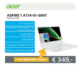 Informatique Acer Aspire 1 A114-61-S6H7 aanbieding