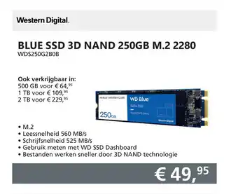 Informatique Western Digital Blue ssd 3D nand 250gb m.2 2280 aanbieding