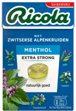 De Online Drogist Ricola Menthol Extra Strong Suikervrij Doosje aanbieding