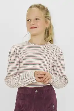 Wehkamp Me & My Monkey longsleeve Runa wit / roze / blauw / goud gestreept aanbieding