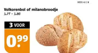 Poiesz Volkorenbol of milanobroodje aanbieding