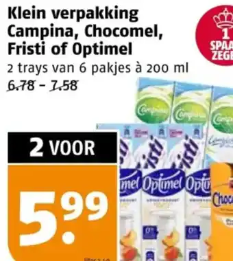 Poiesz Klein verpakking Campina, Chocomel, Fristi of Optimel aanbieding