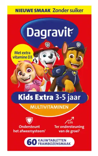 De Online Drogist Dagravit Kids Extra 3-5 jaar Multivitaminen Kauwtabletten aanbieding