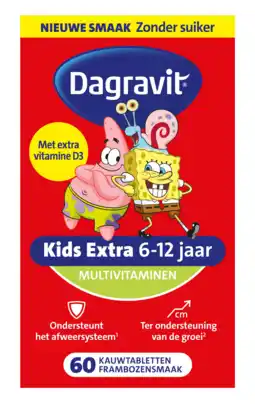 De Online Drogist Dagravit Kids Extra 6-12 jaar Multivitaminen Kauwtabletten aanbieding