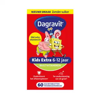 De Online Drogist Dagravit Kids Extra 6-12 jaar Multivitaminen Kauwtabletten aanbieding
