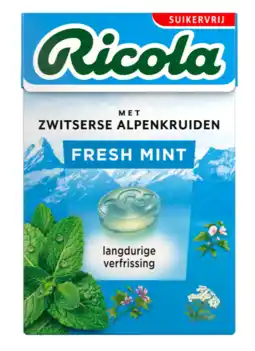 De Online Drogist Ricola Fresh Mint Kruidenpastilles aanbieding