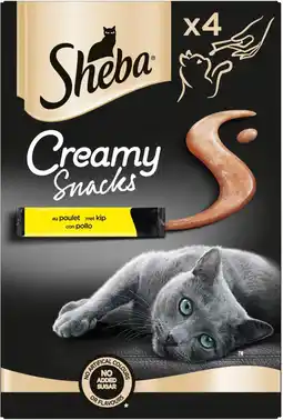 Intratuin Sheba kattensnack Creamy Snacks kip 12 g 4 stuks aanbieding
