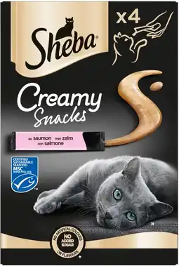 Intratuin Sheba kattensnack Creamy Snacks zalm 12 g 4 stuks aanbieding