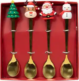 Intratuin Theelepel set Kerst goud 13 cm 4-delig aanbieding