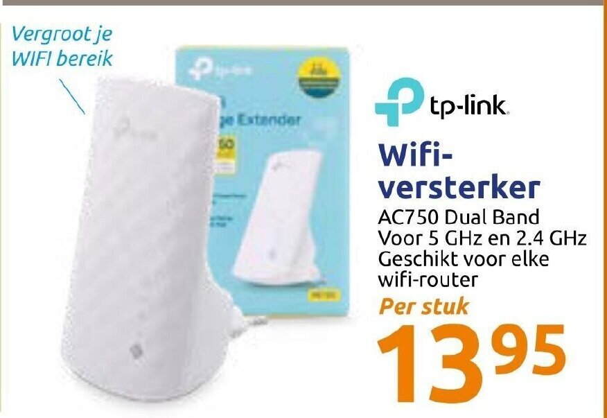 tp-link WiFi-versterker AC750 Dual Band aanbieding bij Action
