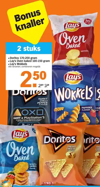 Albert Heijn Doritos 170-200g, Lay's Oven baked 100-150g, Lay's Wokkels aanbieding