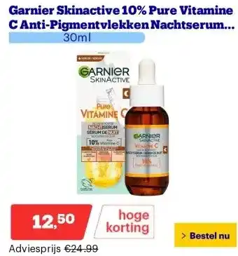 Bol.com Garnier Skinactive 10% Pure Vitamine C Anti-Pigmentvlekken Nachtserum met Hyaluronzuur aanbieding