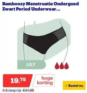 Bol.com Bamboozy Menstruatie Ondergoed Zwart Period Underwear Menstrueren Incontinentie Zero Waste Lily aanbieding