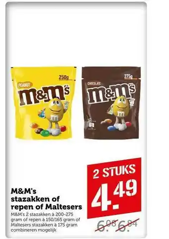 CoopCompact M&M's Stazakken Of Repen Of Maltesers aanbieding