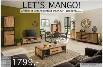 Woonsquare Compleet Samengesteld Interieur Pasadena Mango TV-Audio-Hifi-Dressoir, Eetkamertafel Of Salontafel aanbieding