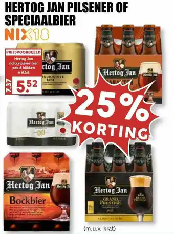 MCD Supermarkt Hertog Jan Pilsener Of Speciaalbier 25% Korting aanbieding