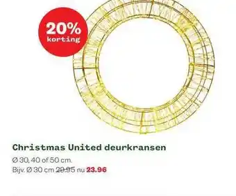 Welkoop Christmas United Deurkransen 20% Korting aanbieding