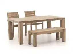 Kees Smit ROUGH-S/ROUGH-X 180cm dining tuinset met bank 4-delig stapelbaar aanbieding