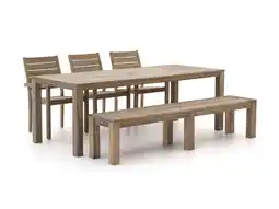 Kees Smit ROUGH-S 220cm dining tuinset met bank 5-delig stapelbaar aanbieding