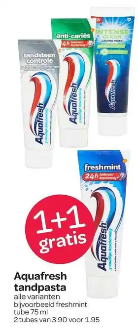 Spar Aquafresh Tandpasta 1+1 Gratis aanbieding