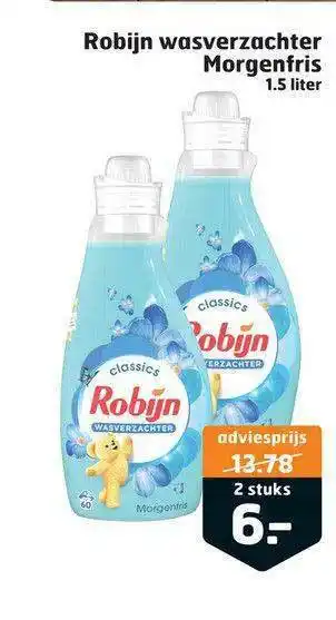 Trekpleister Robijn Wasverzachter Morgenfris 1.5 Liter aanbieding