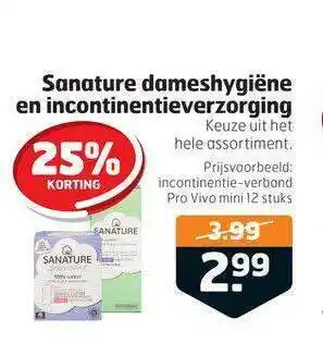 Trekpleister Sanature Dameshygiëne En Incontinentieverzorging 25% Korting aanbieding