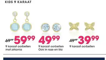 Lucardi 9 Karaat Oorbellen Met Zirkonia, 9 Karaat Oorbelen Ook In Roze En Lila Of 9 Karaat Oorbellen aanbieding